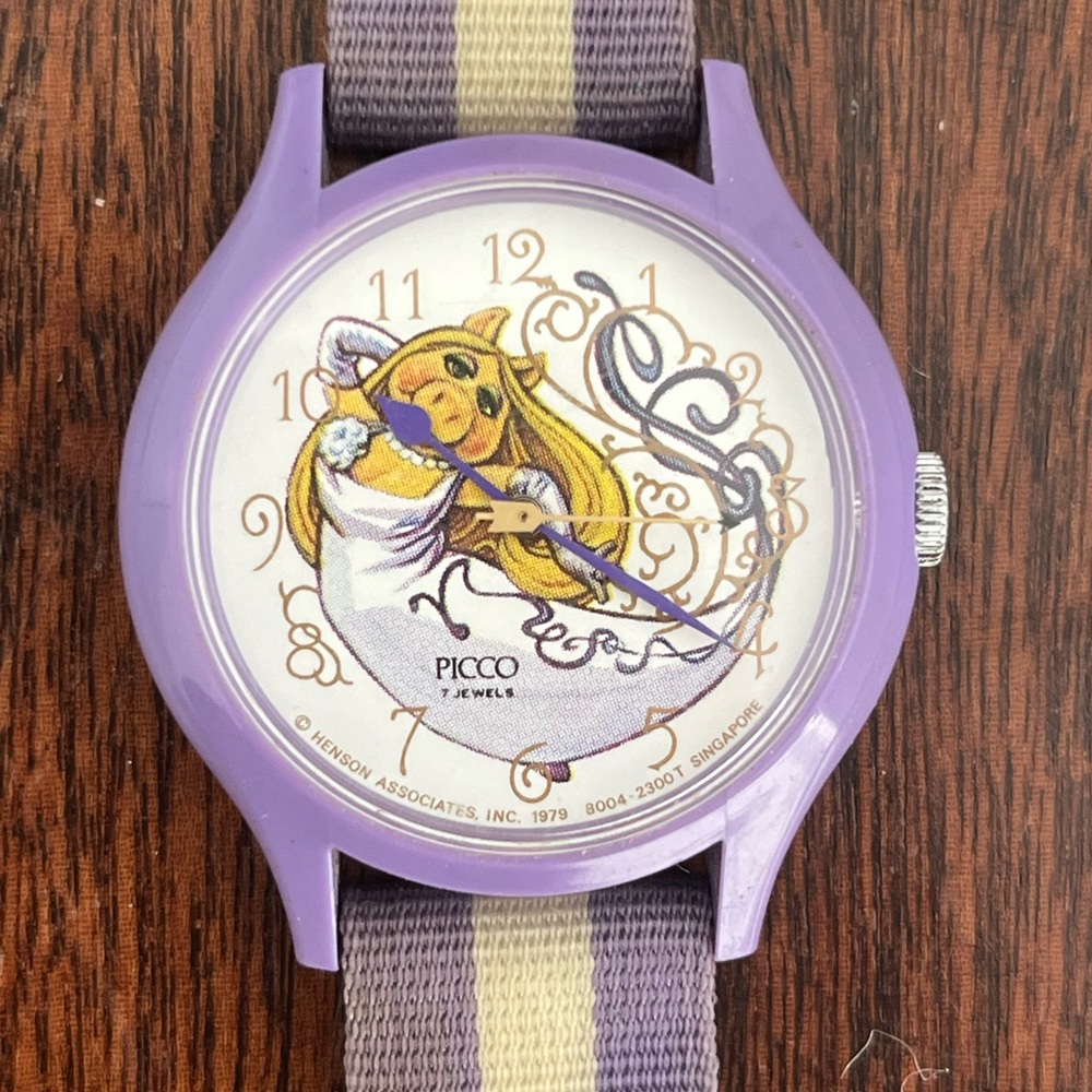Vintage Picco Miss Piggy Purple And White Watch NOT WORKING